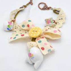 Shabby chic Time for tea charm bracelet - 